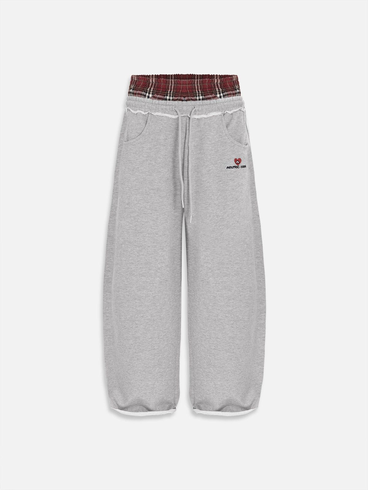 Plaid Waist Baggy Sweatpants