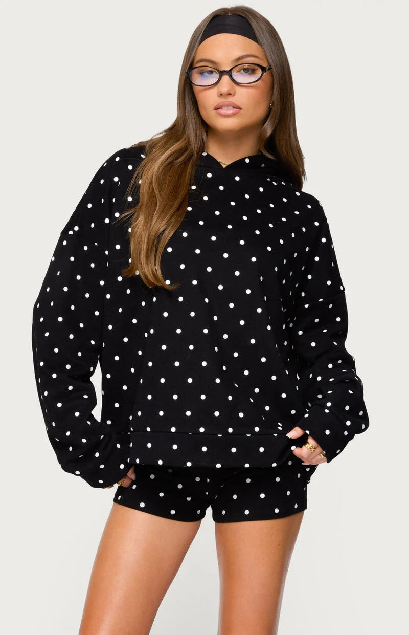 Lura Polka Fleece Hoodie