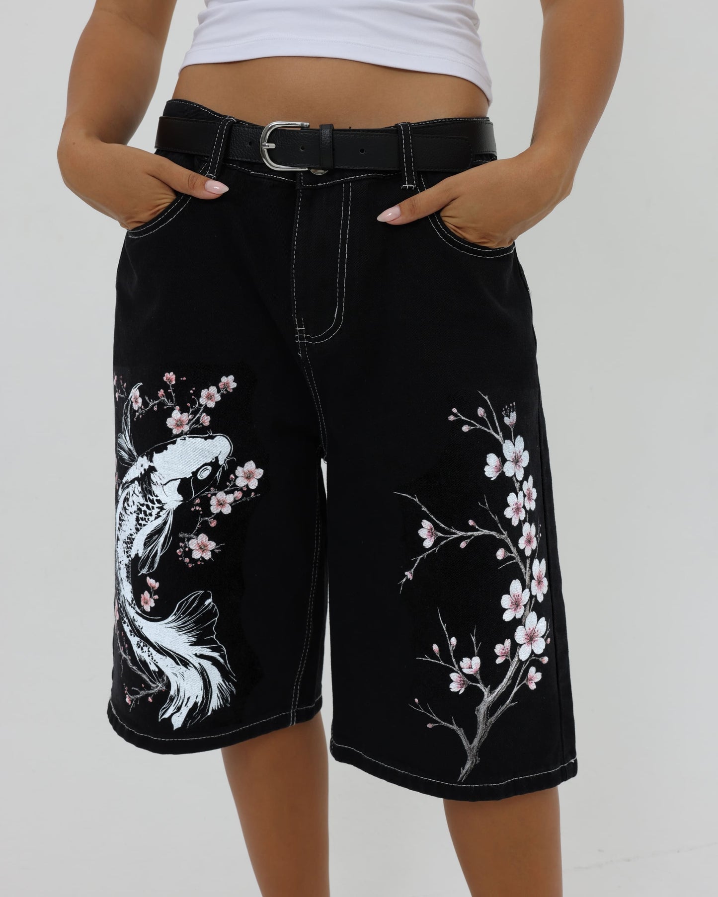 Hanari Floral Denim Shorts