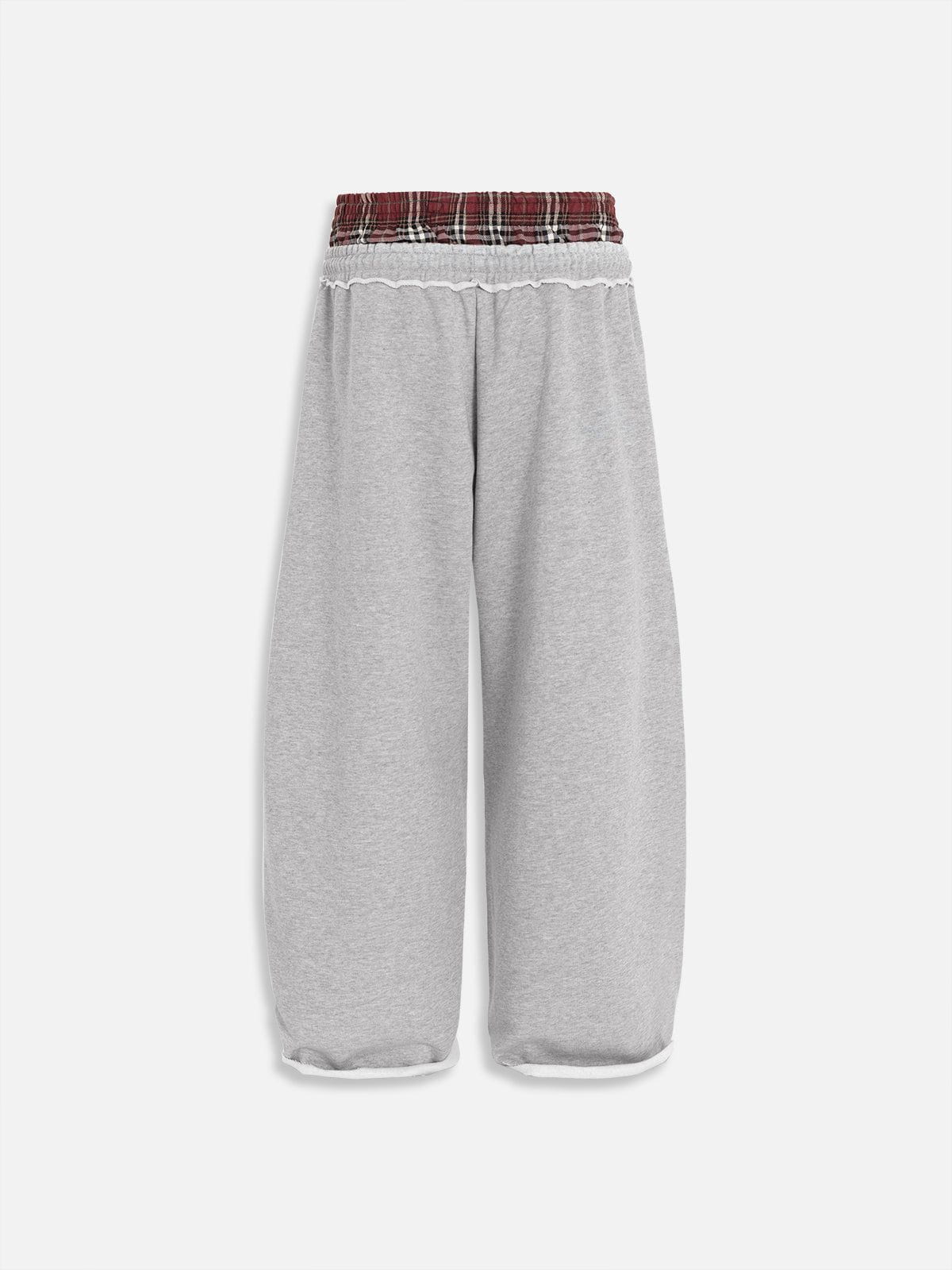 Plaid Waist Baggy Sweatpants