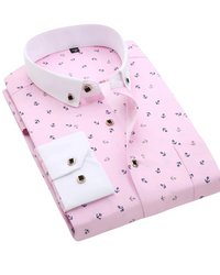 Pink with White Collar & Navy Anchors