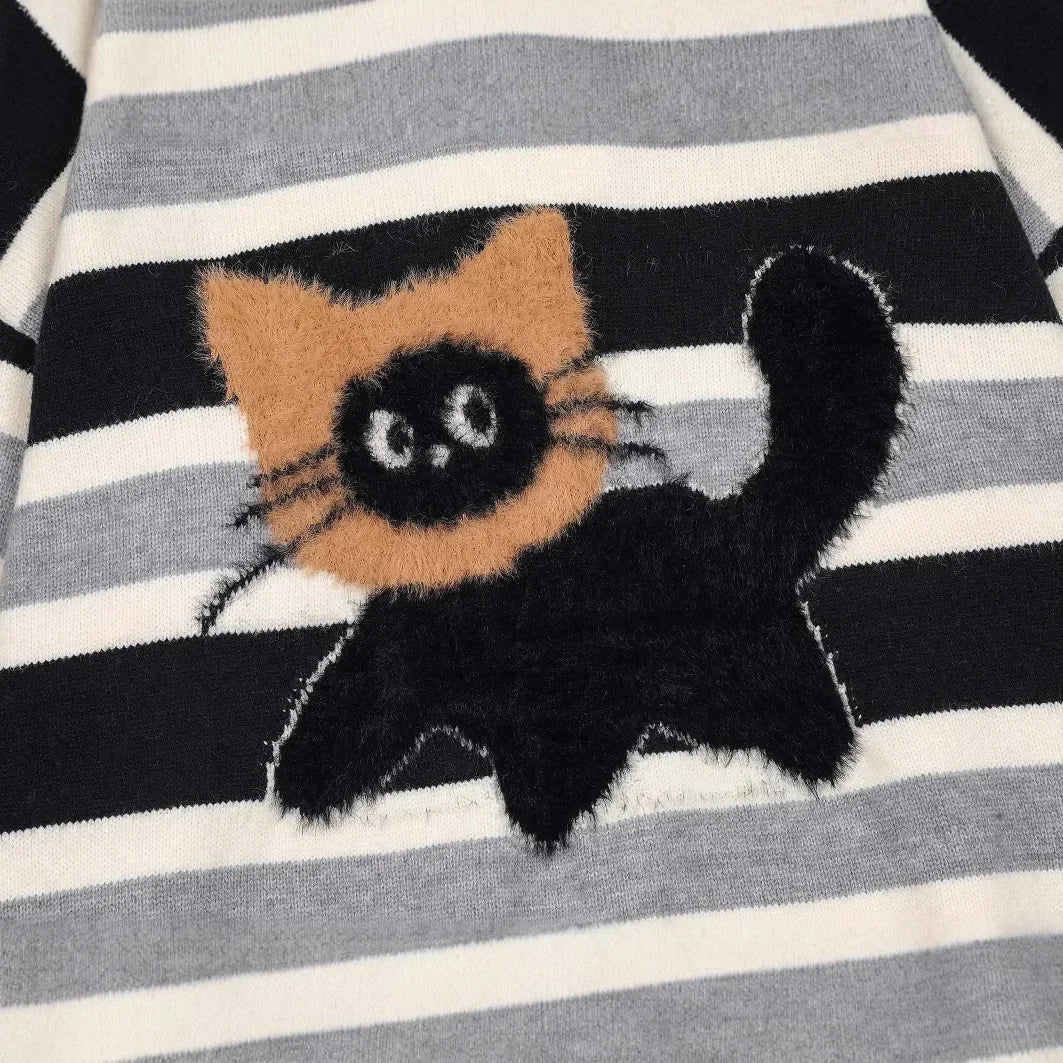 Midnight Cat Stripe Sweater