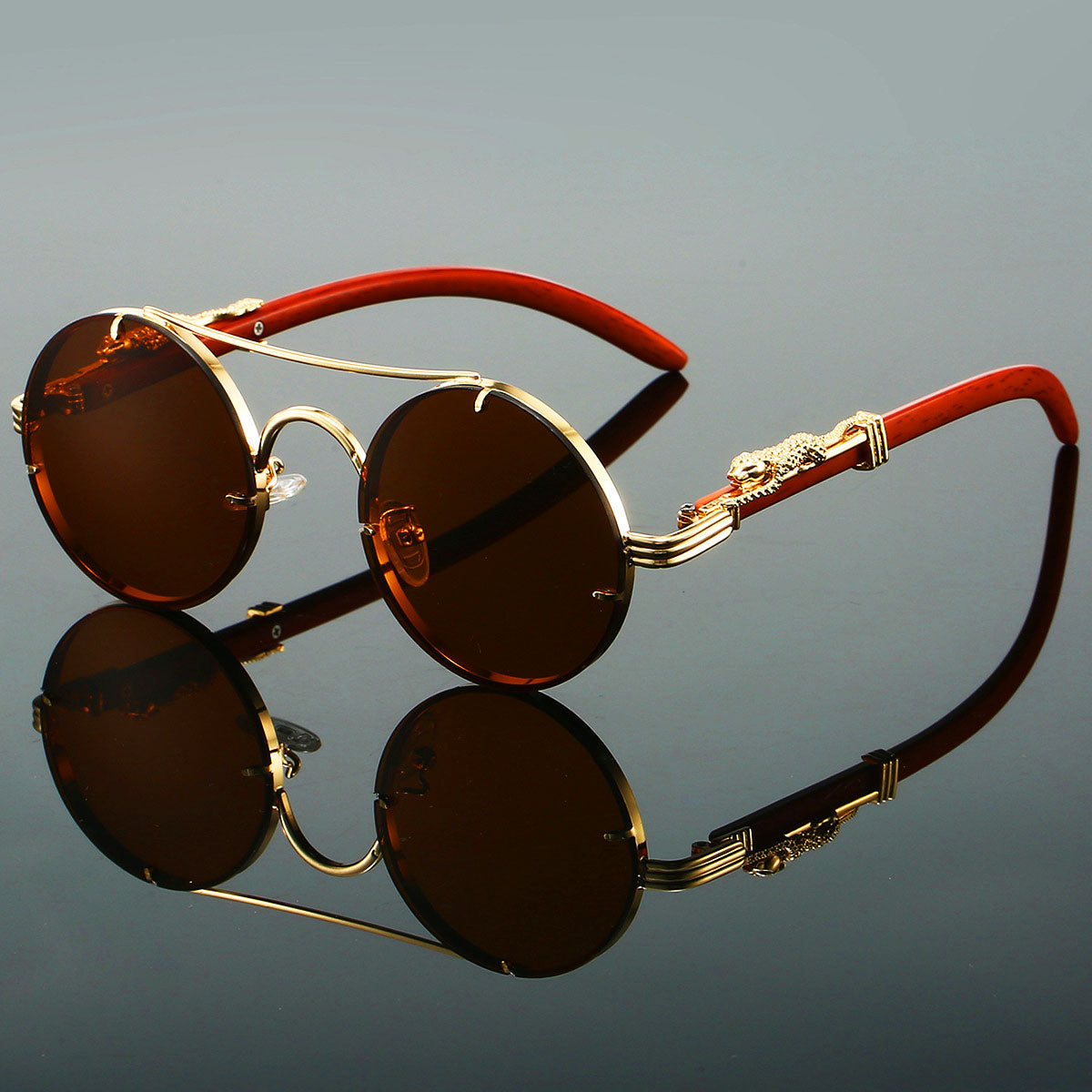 Leandro Gold Retro Sunglasses