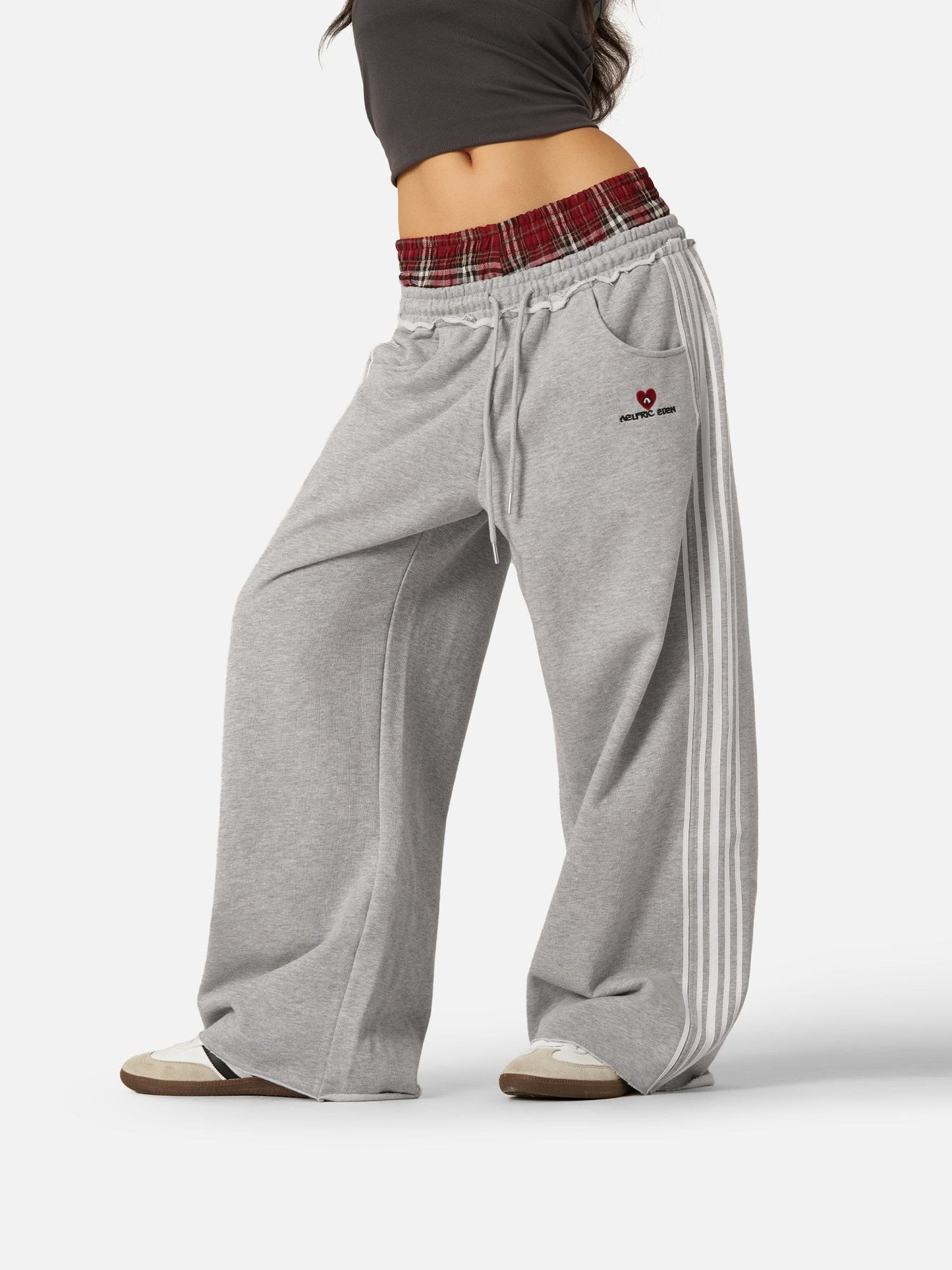 Plaid Waist Baggy Sweatpants