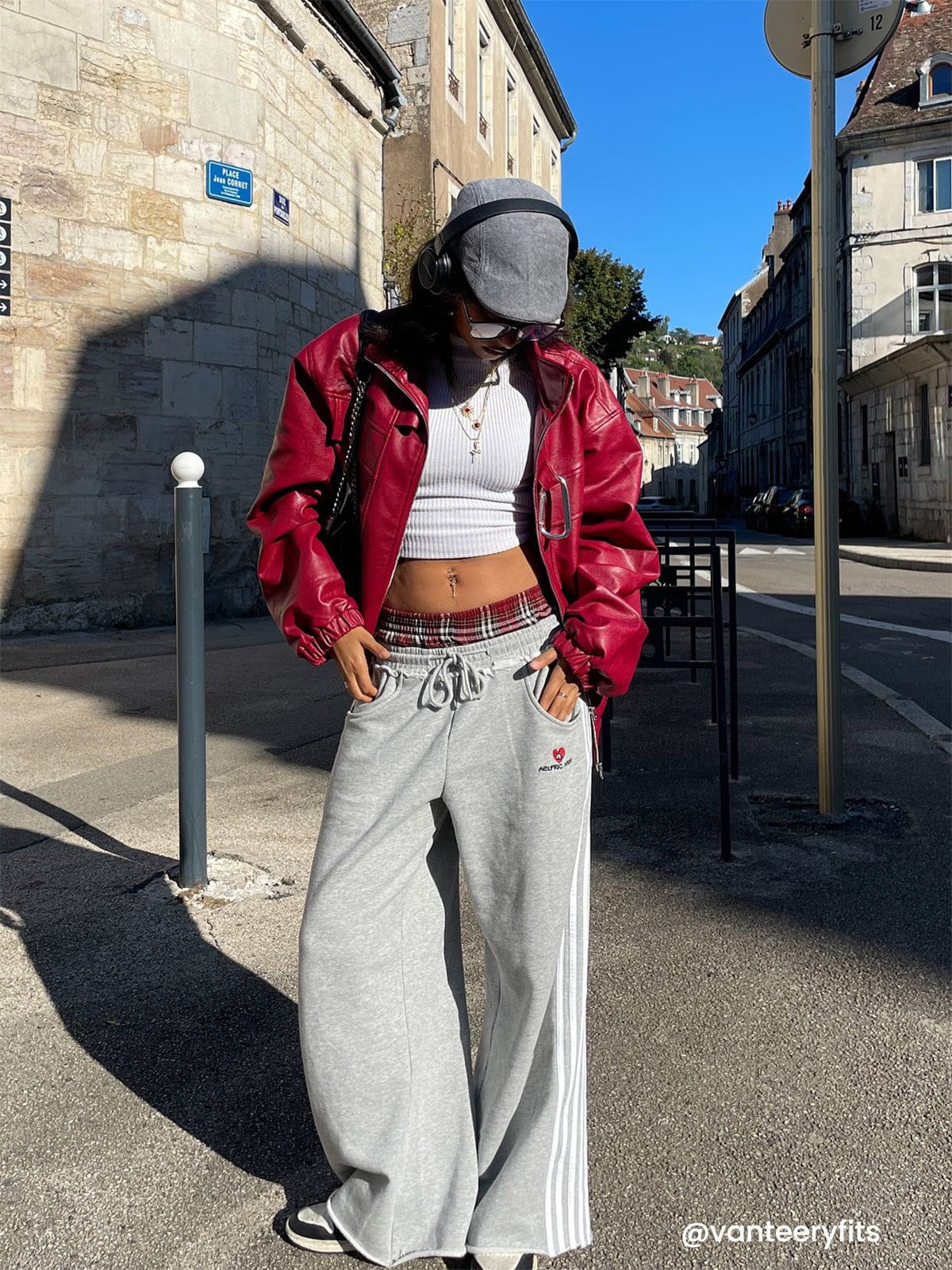 Plaid Waist Baggy Sweatpants