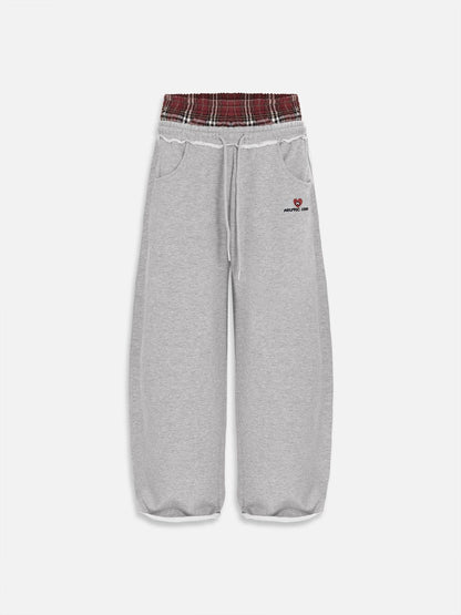 Plaid Waist Baggy Sweatpants