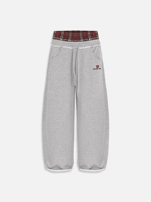 Plaid Waist Baggy Sweatpants