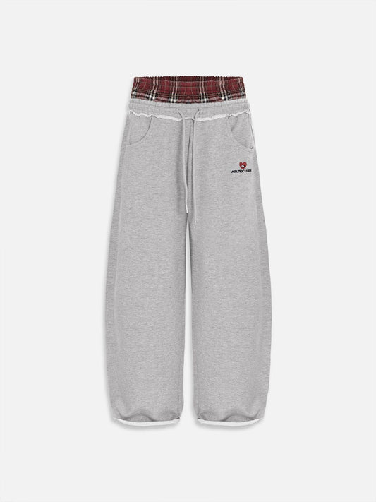 Plaid Waist Baggy Sweatpants