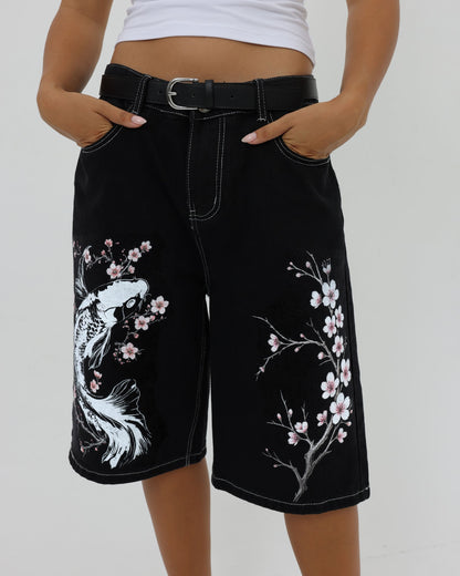 Hanari Floral Denim Shorts