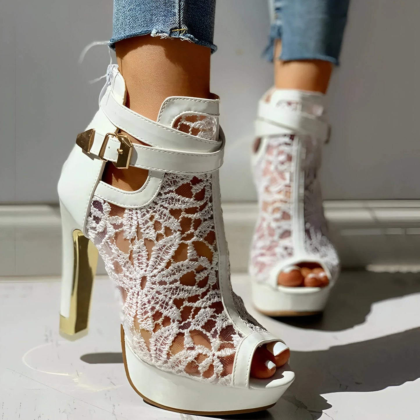 Valentina Lace Platform Heels