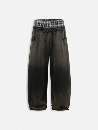Plaid Waist Baggy Sweatpants
