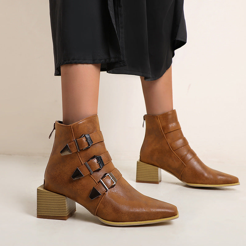 Elodie Buckle Ankle Boots