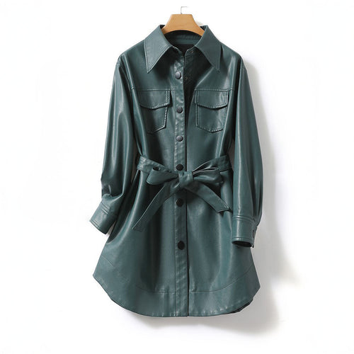 Noelia Belted Vegan Leather Jacket