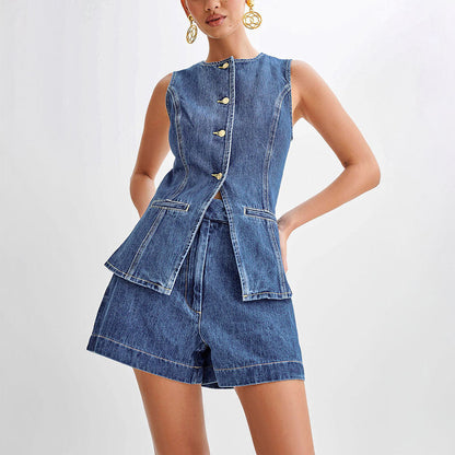Carina Denim Two-Piece Set