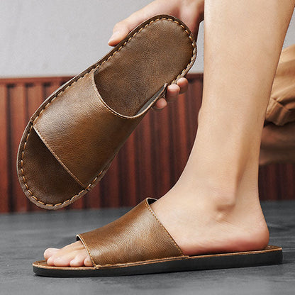 Sandro Leather Slide Sandals