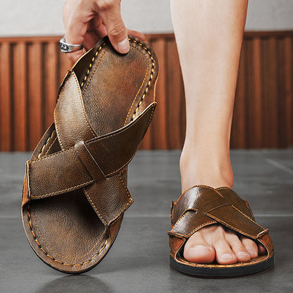 Diego Leather Slide Sandals