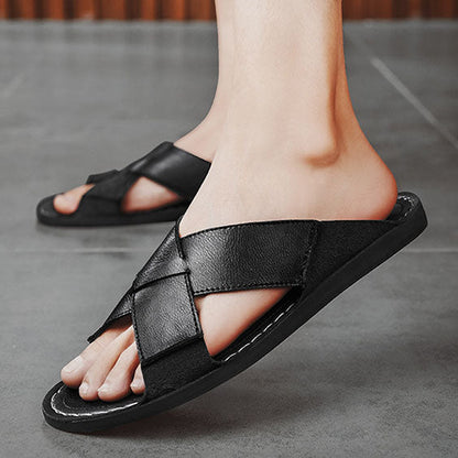 Diego Leather Slide Sandals
