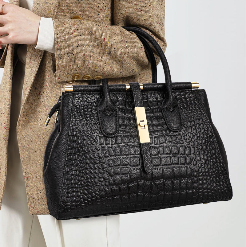 Renata Croc-Embossed Leather Handbag