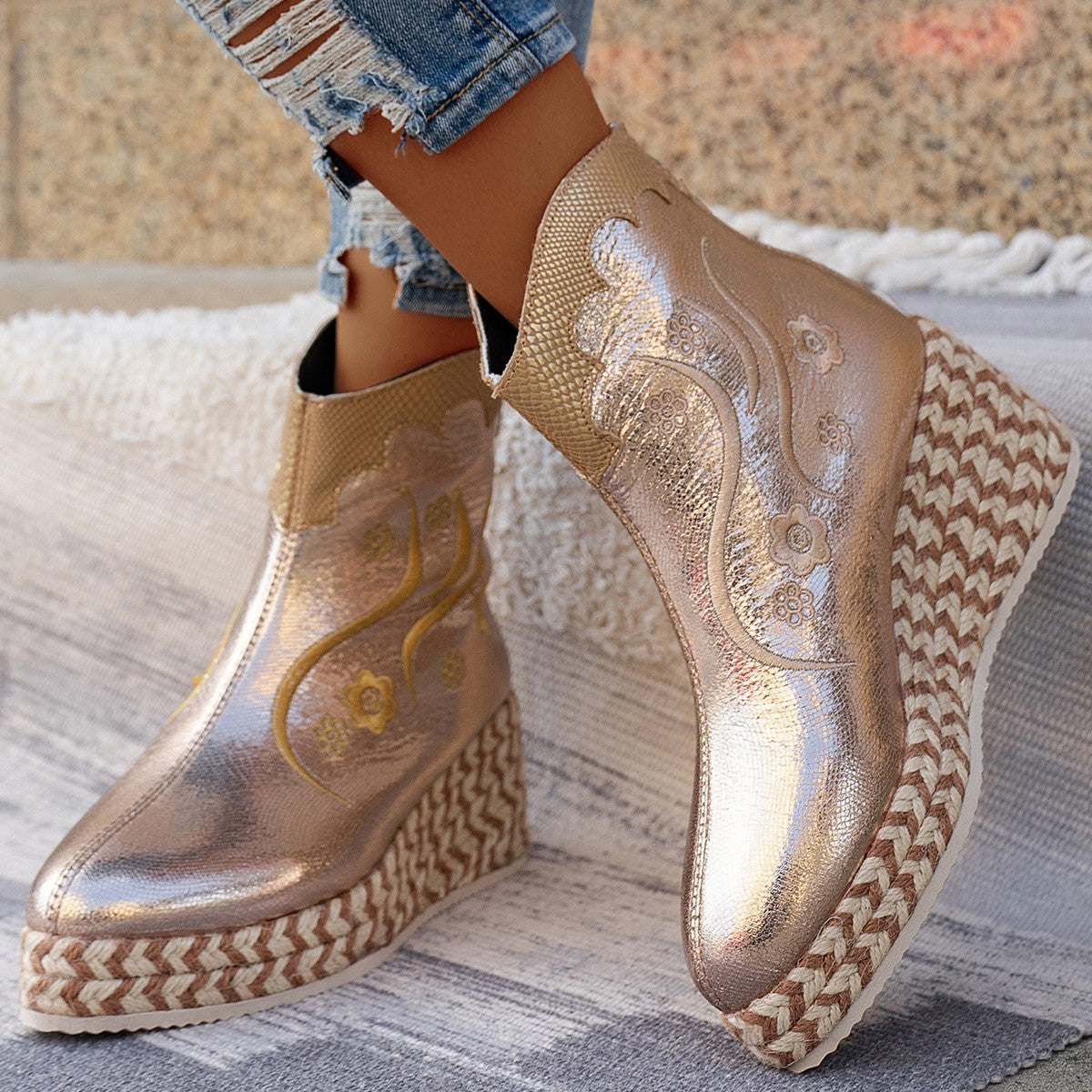 Paloma Vegan Leather Wedge Boots