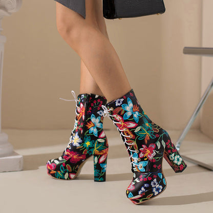 Noemi Floral Platform Boots