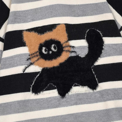 Midnight Cat Stripe Sweater