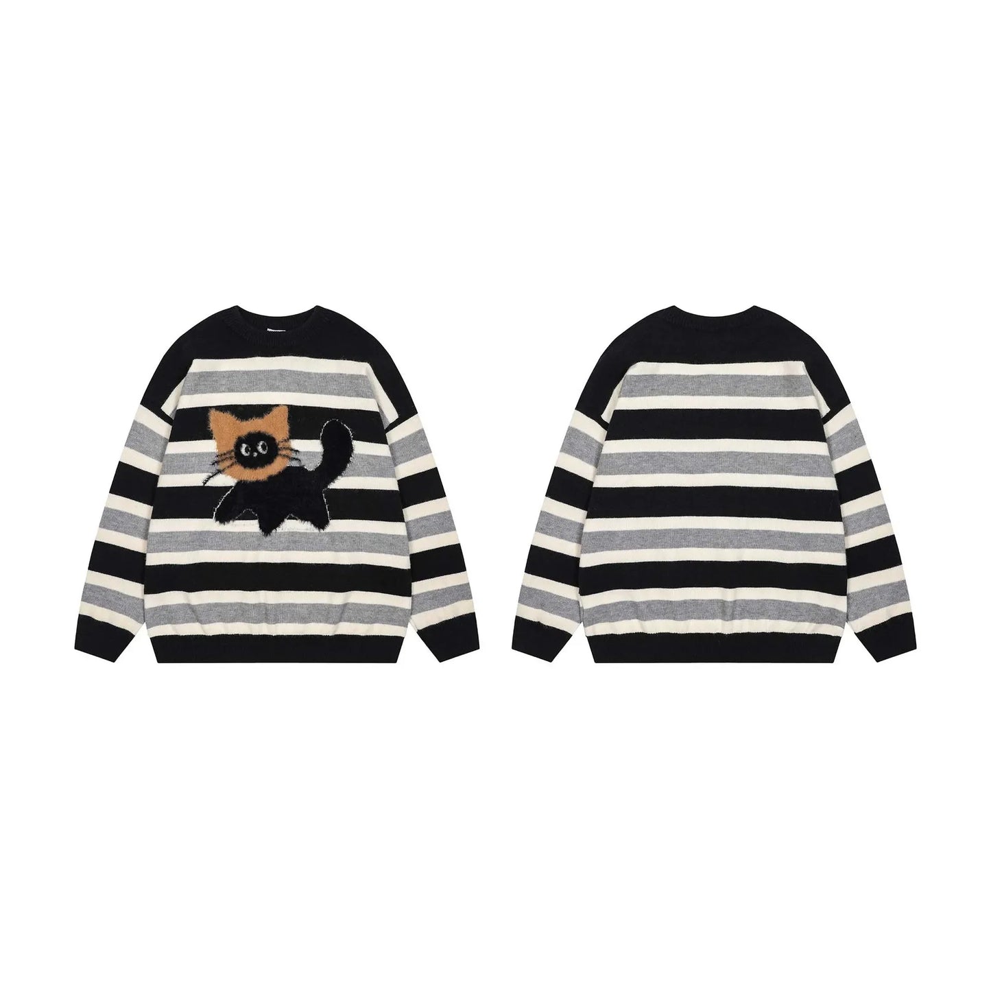 Midnight Cat Stripe Sweater