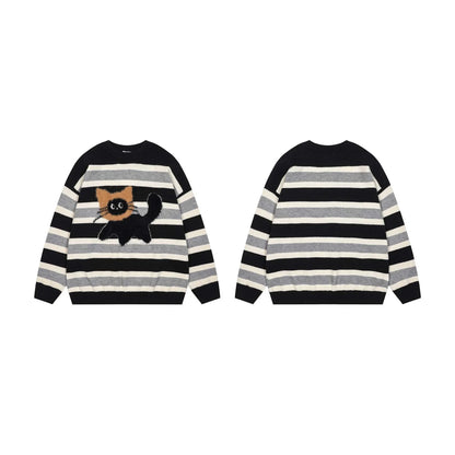 Midnight Cat Stripe Sweater