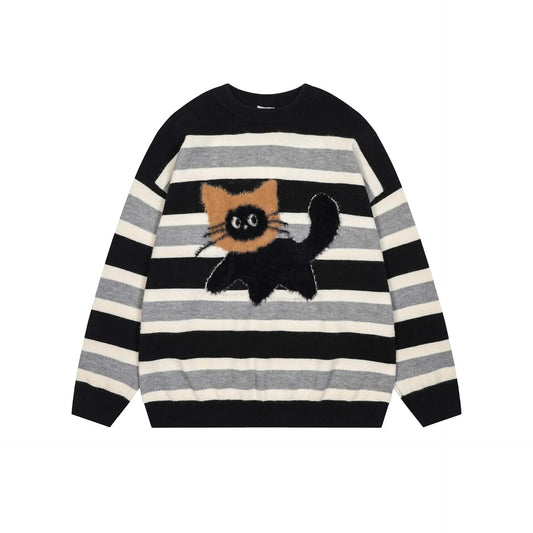 Midnight Cat Stripe Sweater