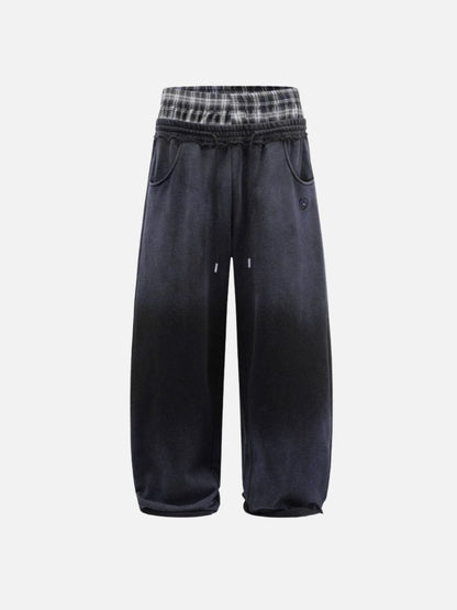 Plaid Waist Baggy Sweatpants